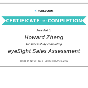 Howard Zheng_eyeSight Sales Assessment_Certificate