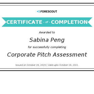 Forescout-Sabina Peng_Corporate Pitch Assessment_Certificate