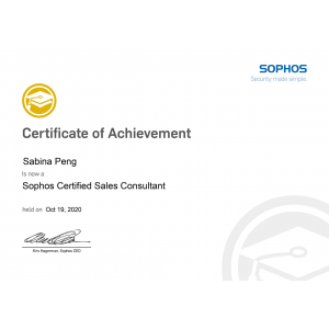 Sophos Certified Sales Consultant-Sabina Peng