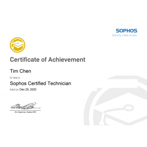 Sophos Certified Technician_Tim Chen