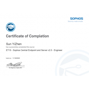 Sophos-Sophos Central Endpoint and Server v2.0 Engineer-Kevin